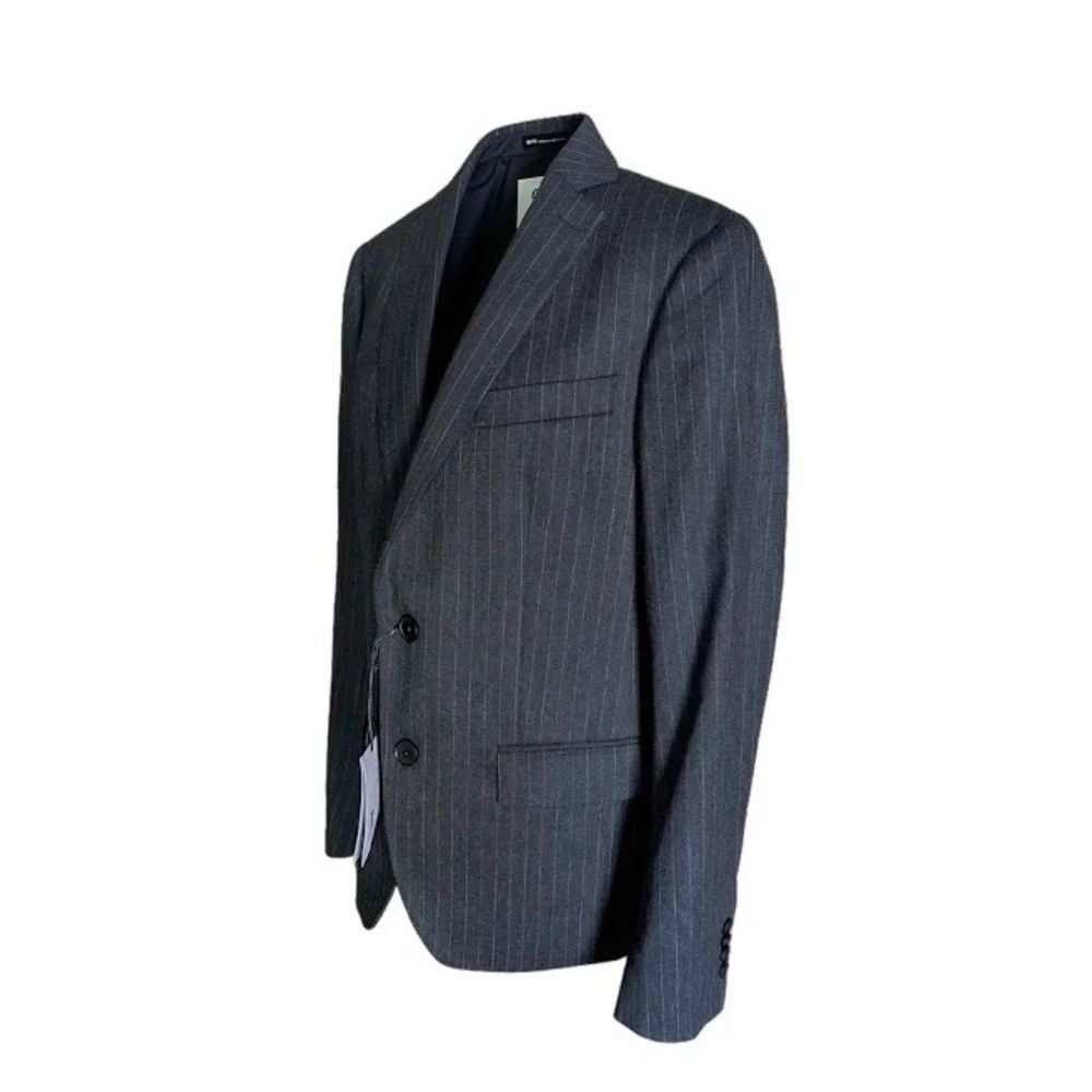 IRO Paris Mens Pitea Dark Grey Pinstripe Virgin Wool Blazer Jacket AR841 Size 50